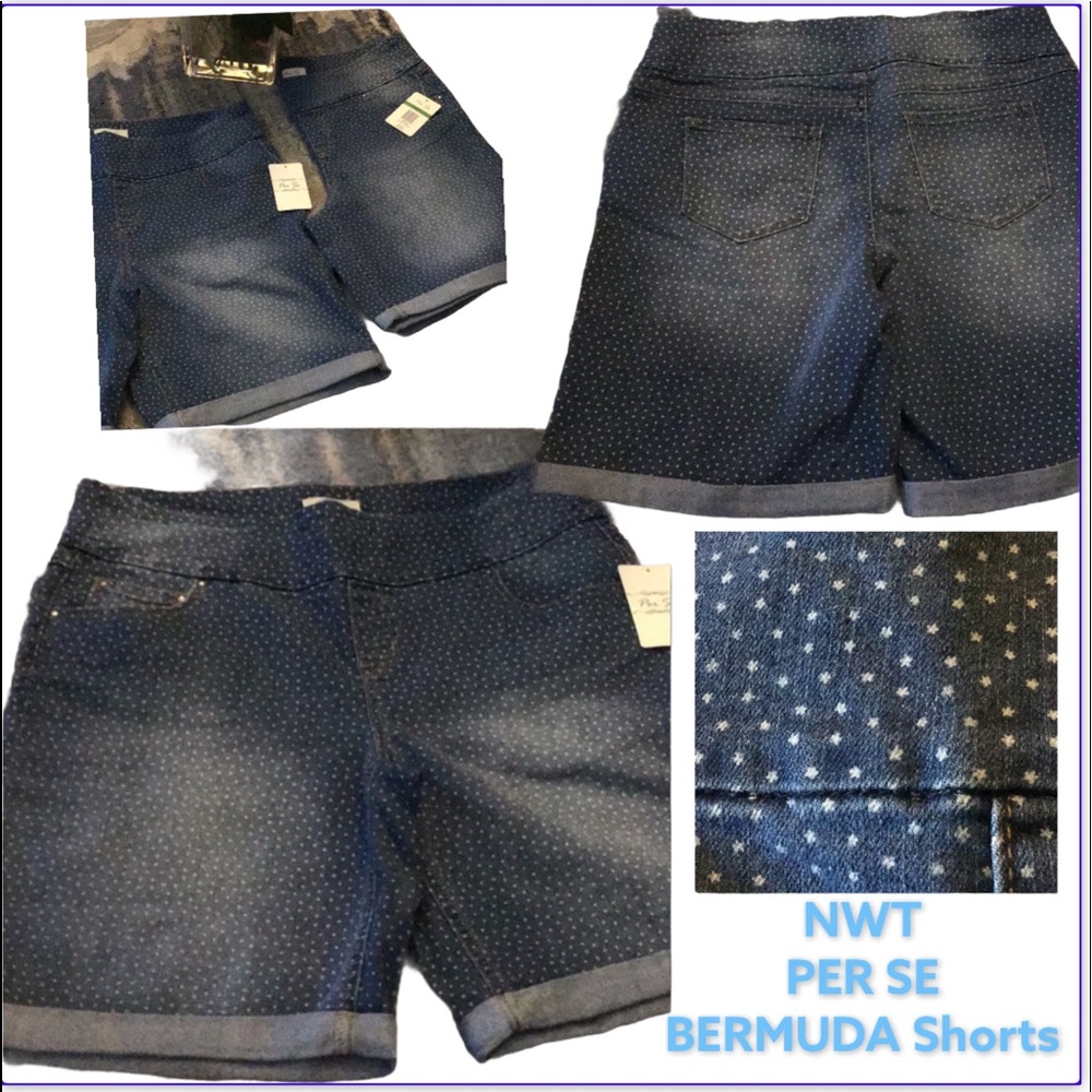 LOWEST🌺 NWT PerSe MED STRETCH PULL-ON BERMUDA JEAN SHORTS